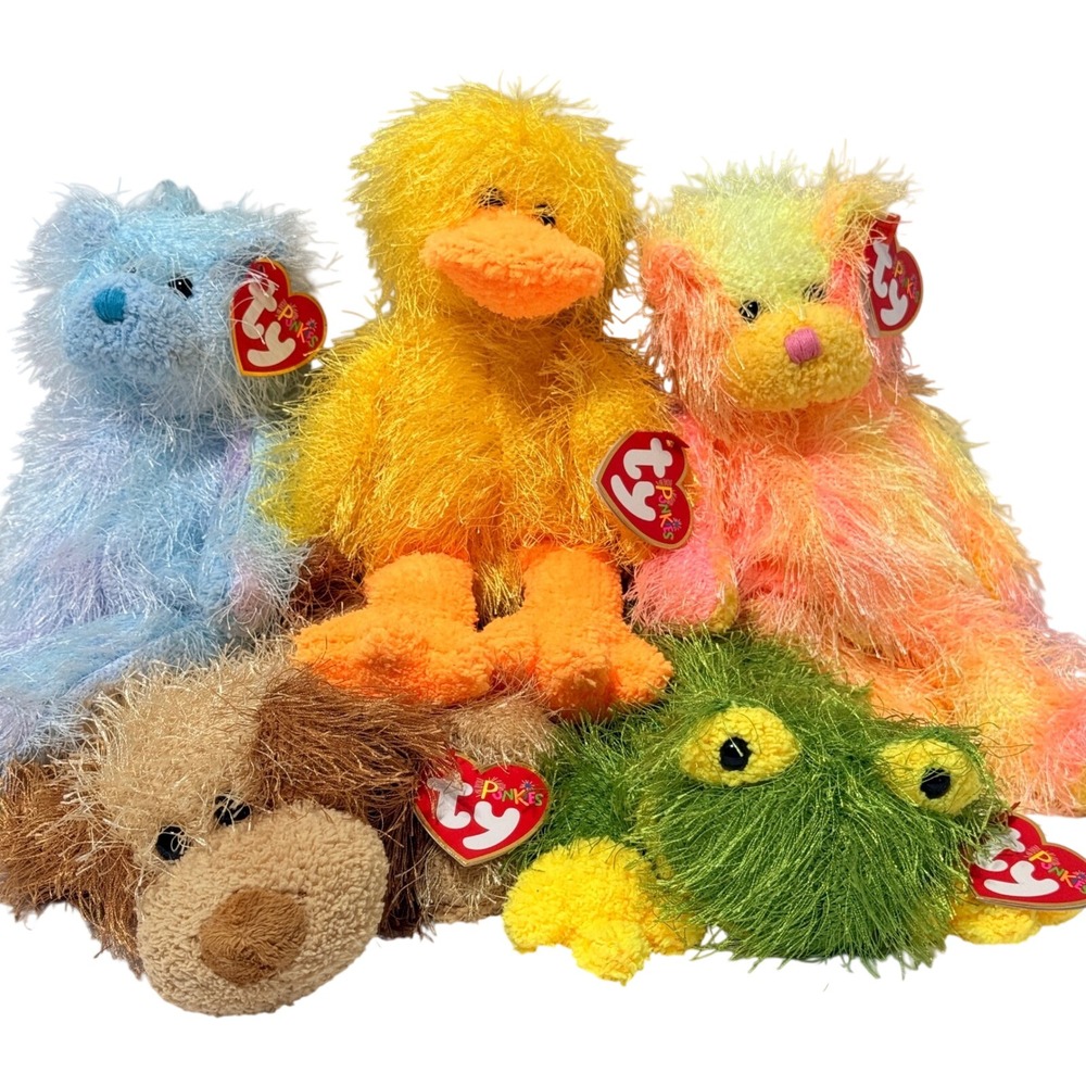 Ty Punkies Collection Rainbow Splash Hopscotch Twizzles Shreds Plush Toys Set 5‎